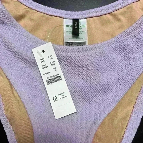 J.CREW Textured Curved-Waist Cheeky Bikini Bottom High Cut Lavender Size Small - Picture 4 of 4